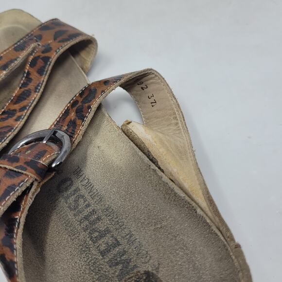 Mephisto Sandals Womens EU37 US7 Leopard Print Leather Slip On Comfort Walking - Picture 12 of 13